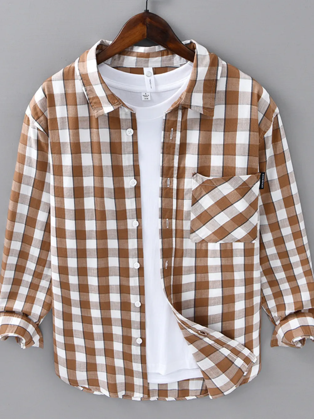 Men's Plus Size Plaid Button-Up Casual Shirt, image 4