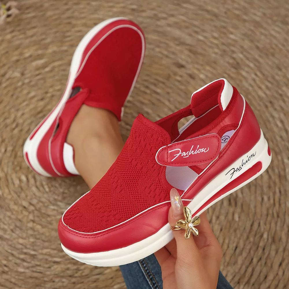 Breathable Mesh Wedge Sneakers, image 5