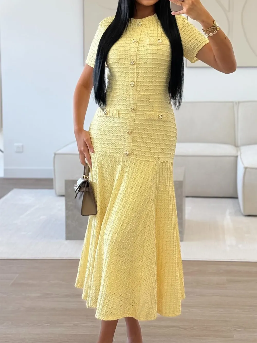 Textured Knit Short Sleeve Dress, image 11