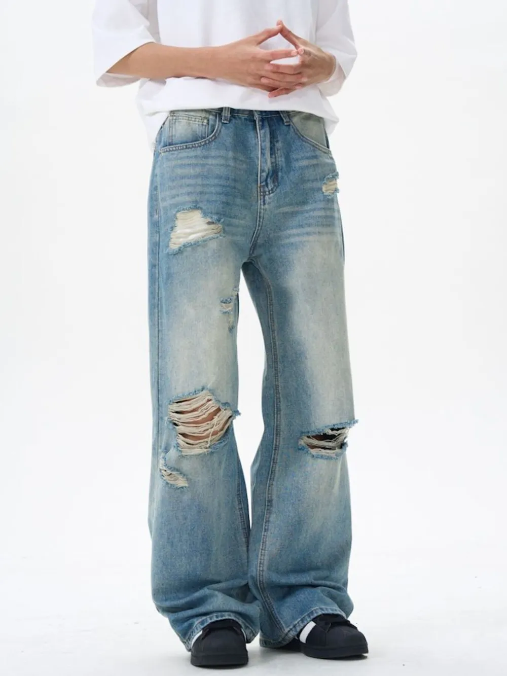 Men's Distressed Wide Leg Jeans, image 5