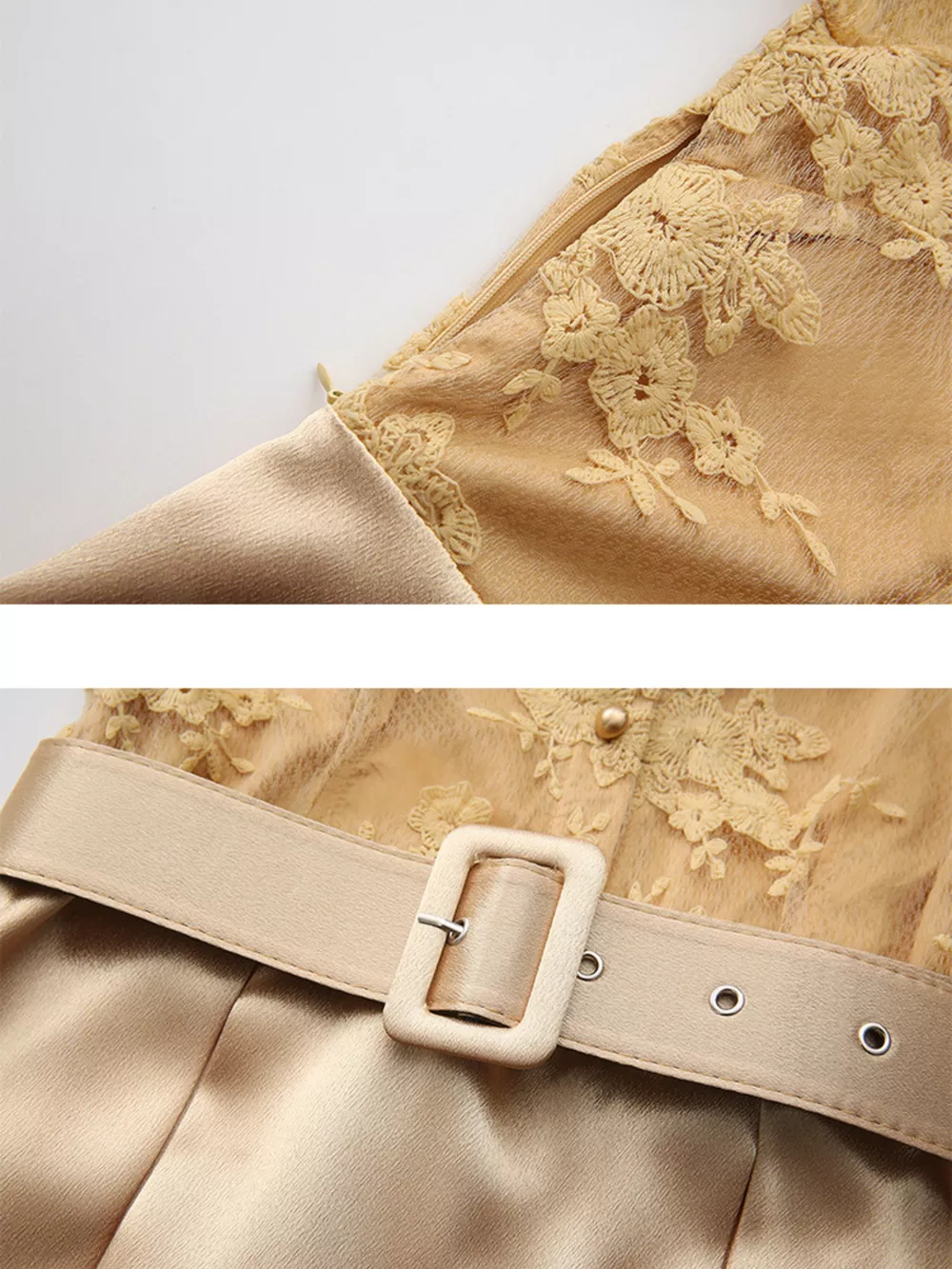 Lace Lantern Sleeve Belted Maxi Dress, image 4