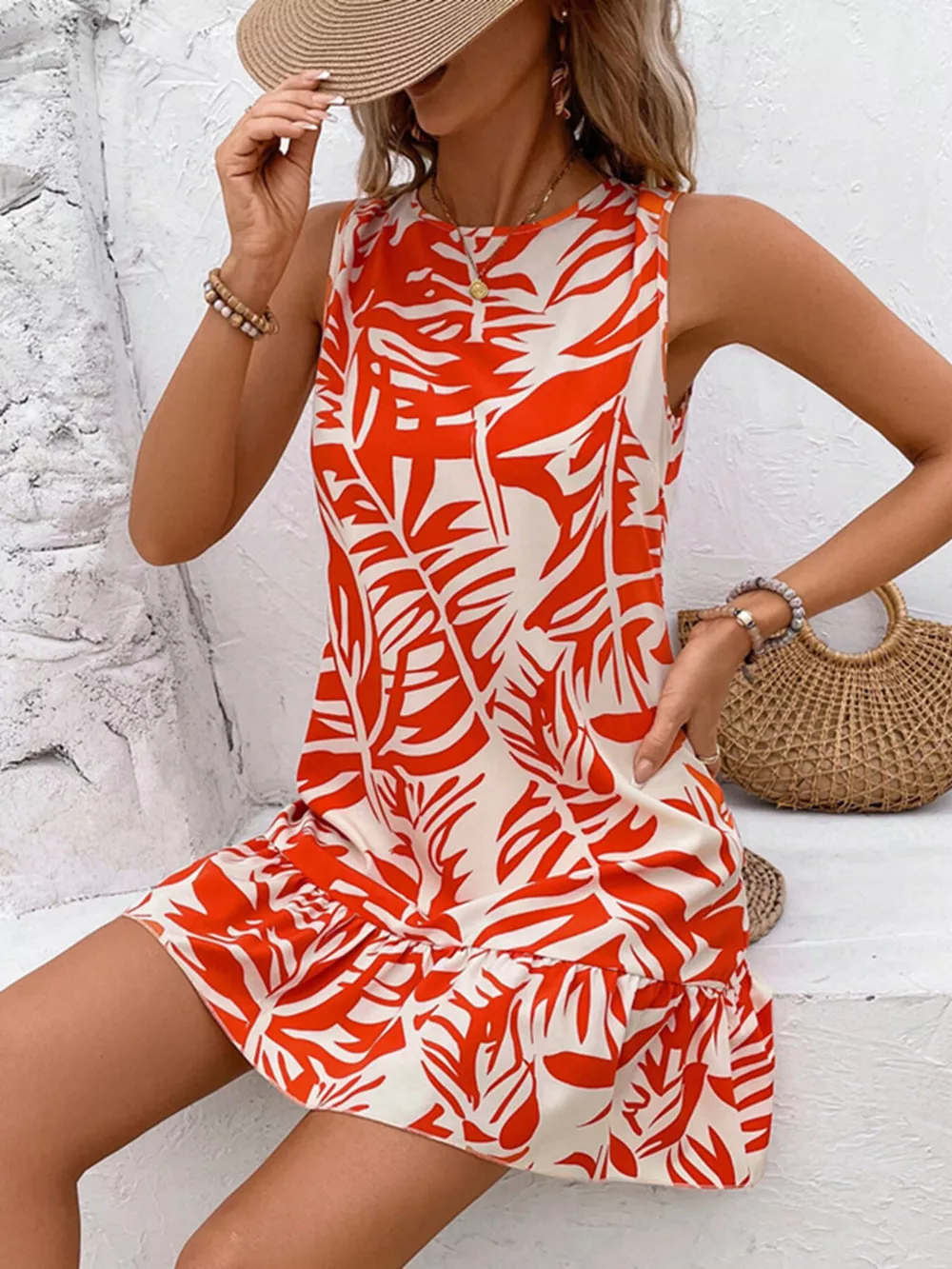 Ruffle Hem Sleeveless Mini Dress, image 4