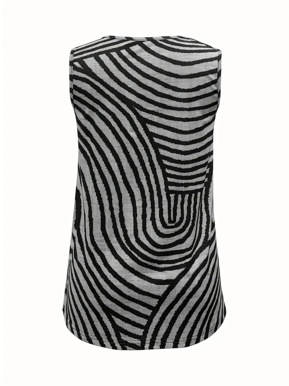 Sleeveless Zebra Print Button-Up Tank Top, image 11