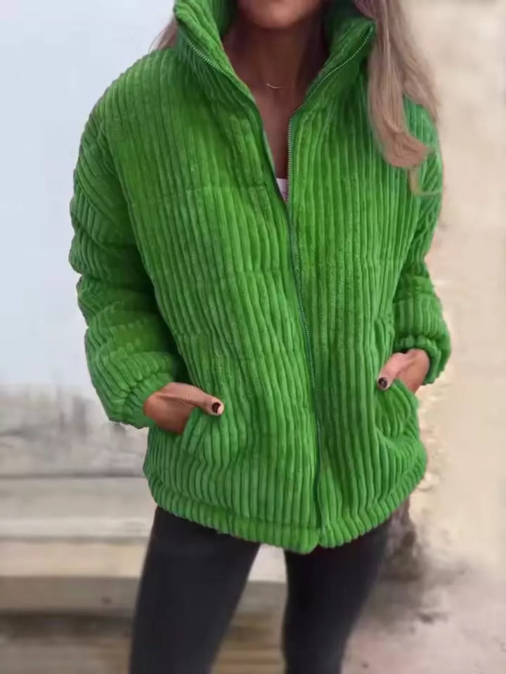 Full Size Zip Up Turtleneck Long Sleeve Winter Coat Plus Size, image 2