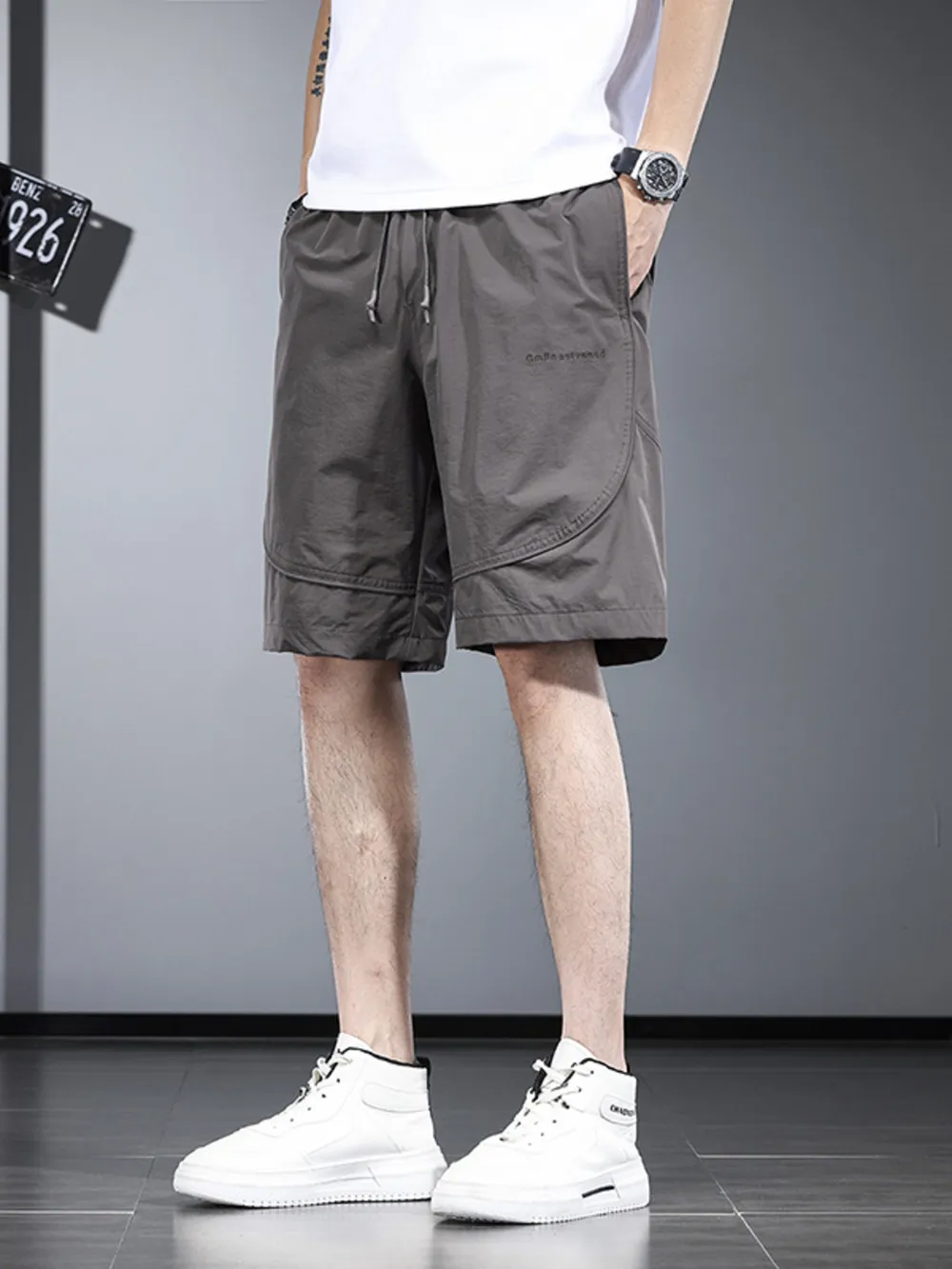 Men's Plus Size Drawstring Pocketed Shorts, image 3