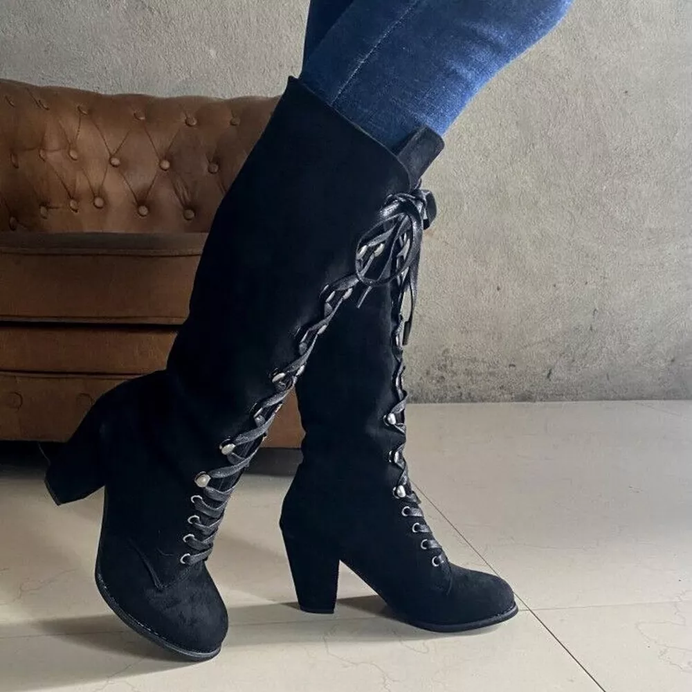 Lace Up Block Heels Boots, image 5