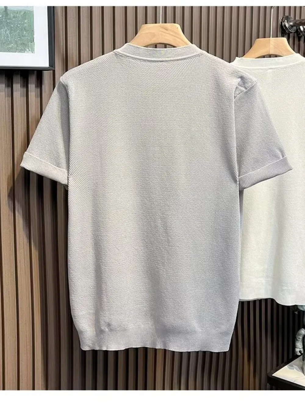Men's Full Size Classic Short Sleeve Knit T-Shirt with Button Detail Plus Size, image 8