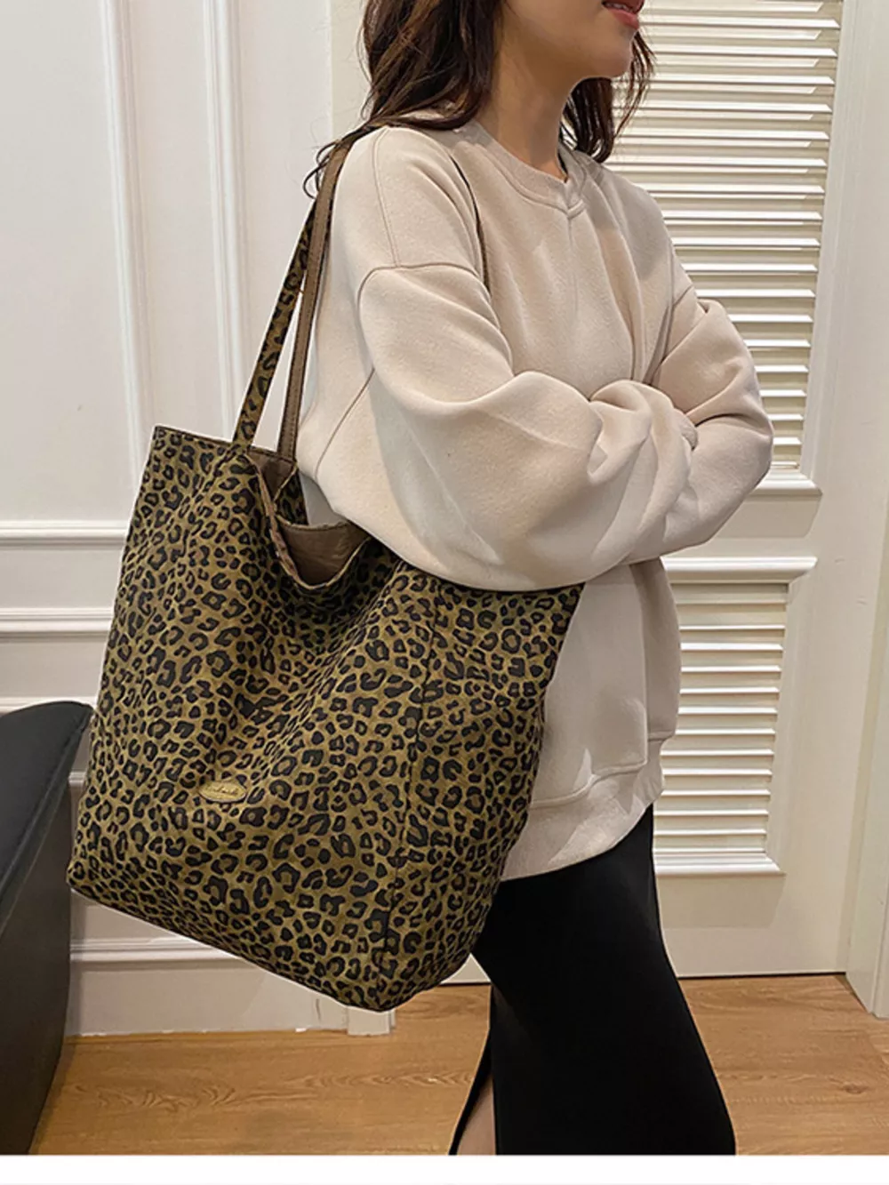 Leopard Print Casual Tote Bag, image 10