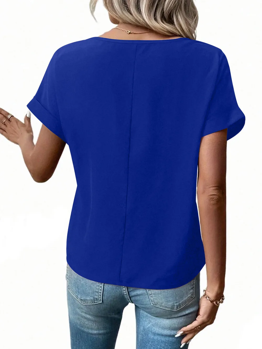 Casual Zipper Front Short Sleeve Blouse, image 7