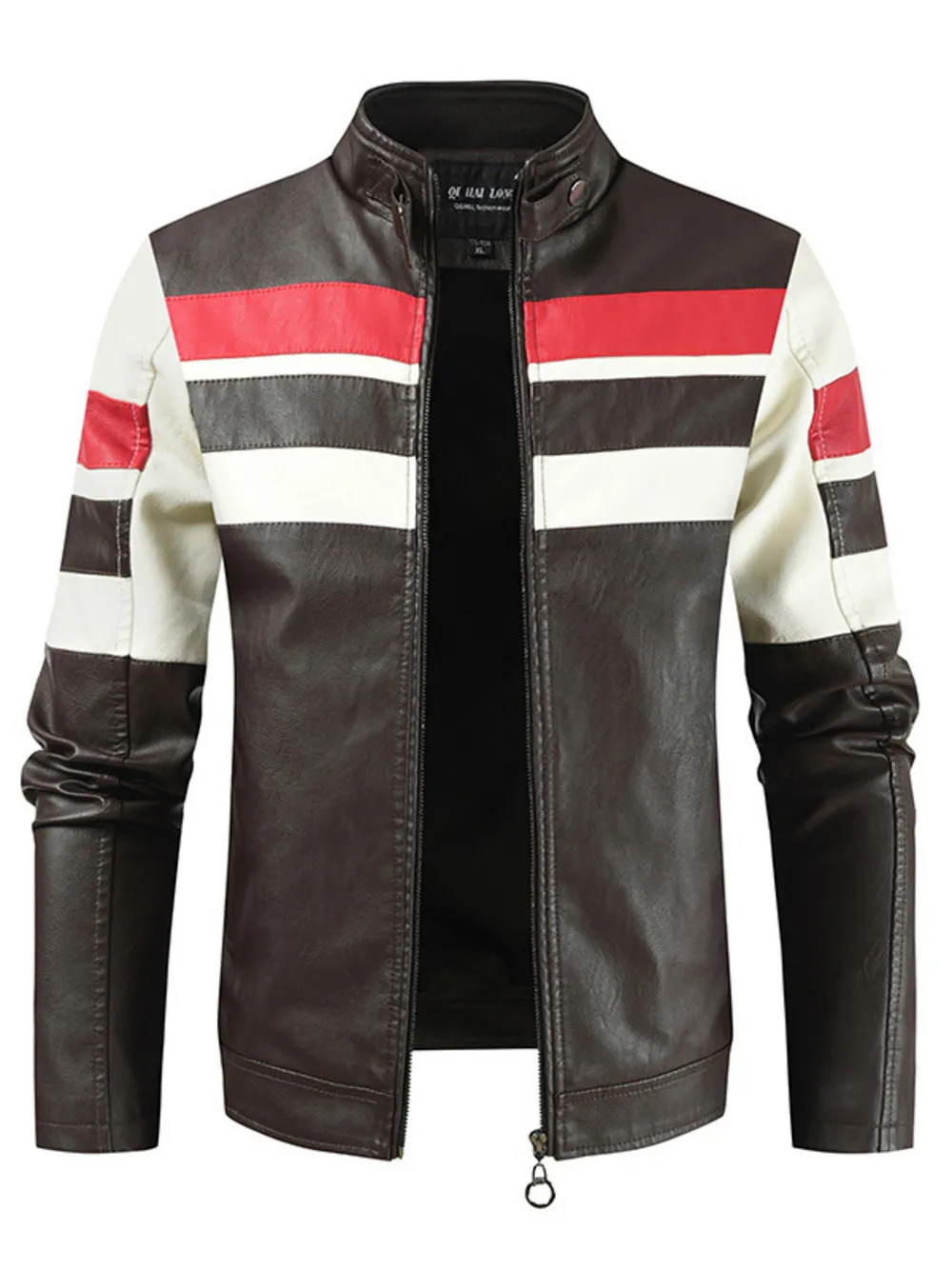Men's Plus Size Contrast Zip Up Long Sleeve Jacket, image 5