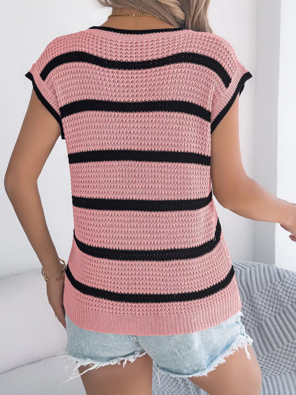Striped Round Neck Knit Sweater, image 9