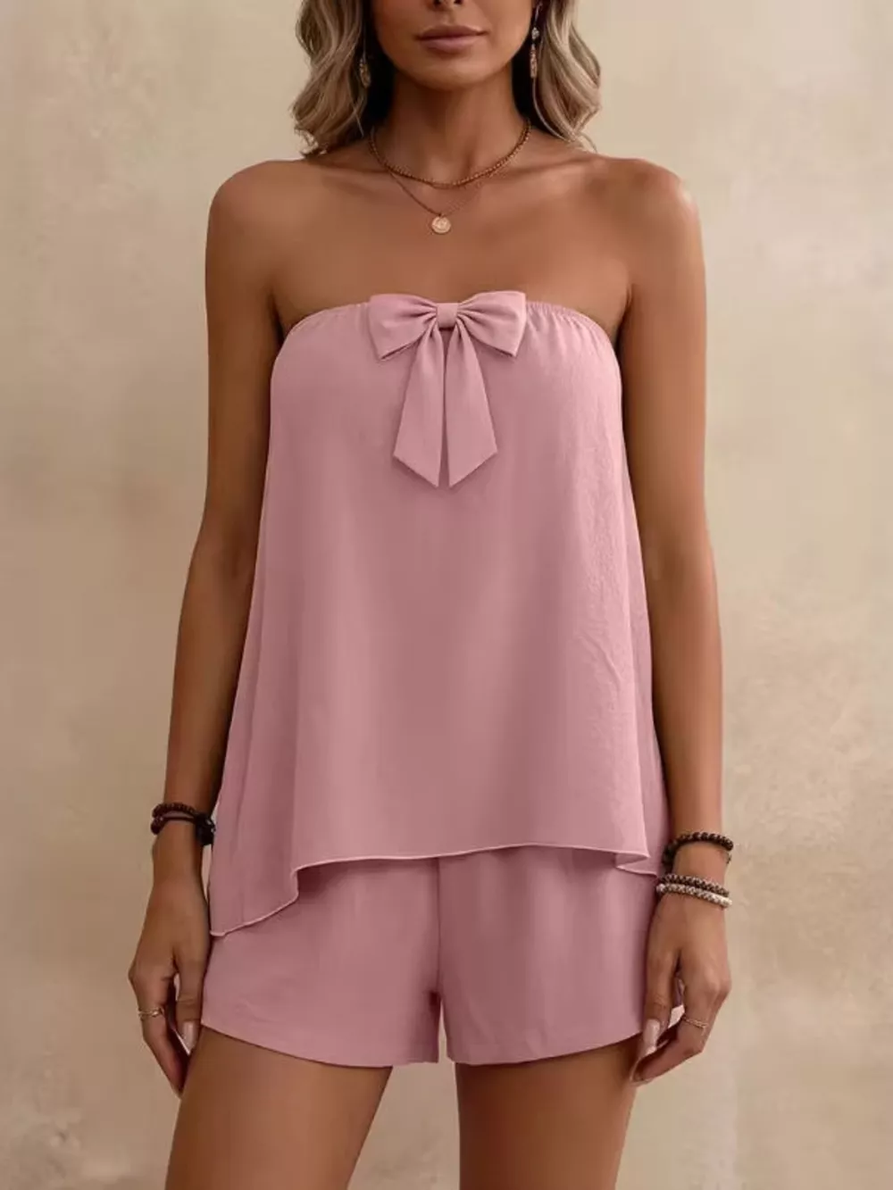 Bowknot Tube Top & Shorts Set, image 2