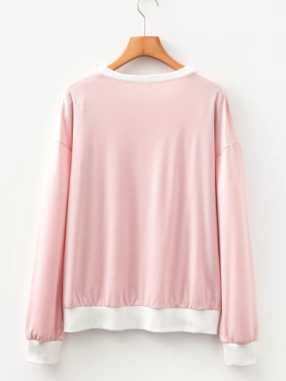 Stripe Contrast Edge Patchwork Long Sleeve Top, image 6