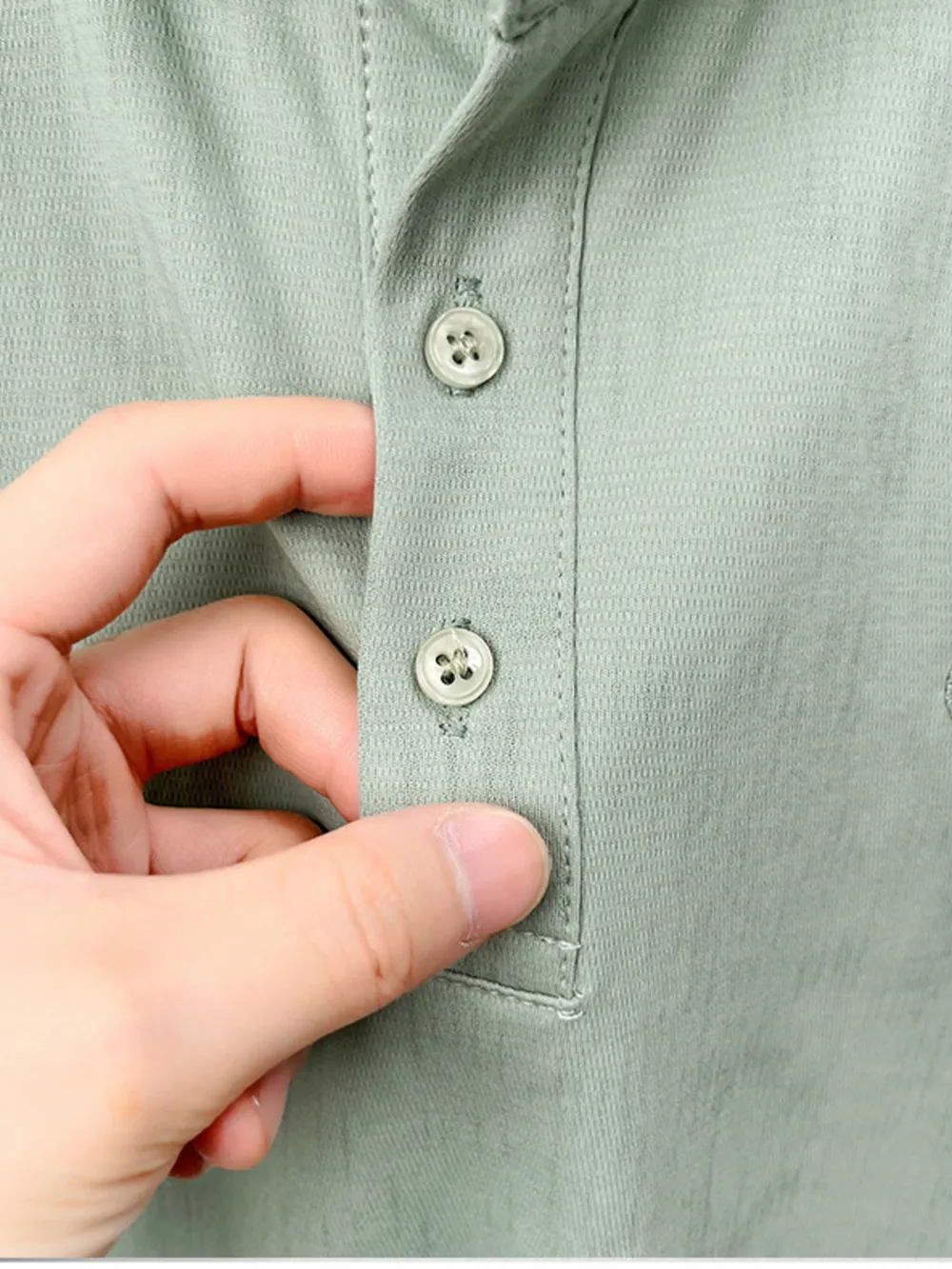 Men's Plus Size Short Sleeve Button Detail Polo, image 7