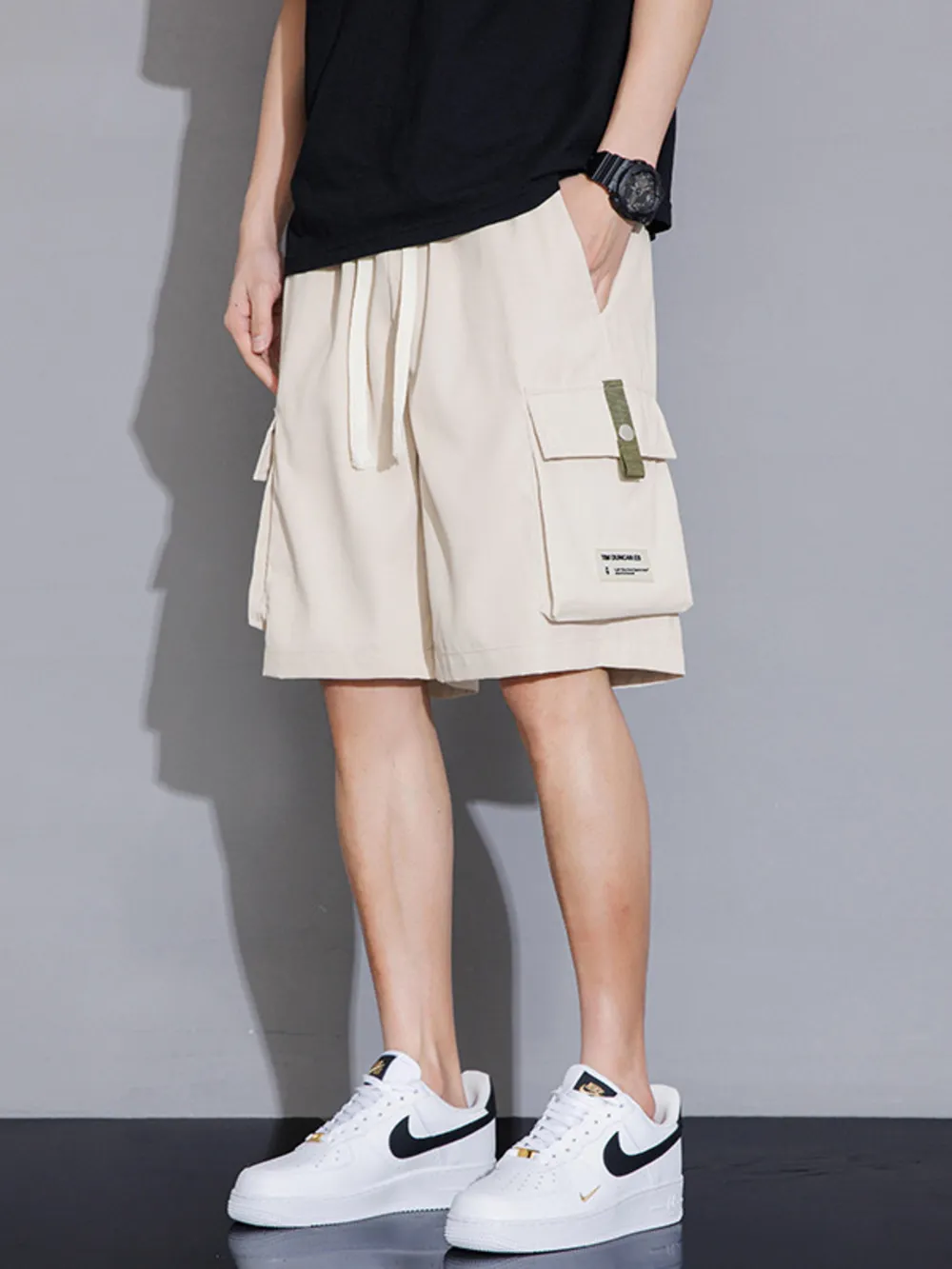 Men's Plus Size Casual Cargo Shorts with Drawstring, image 9