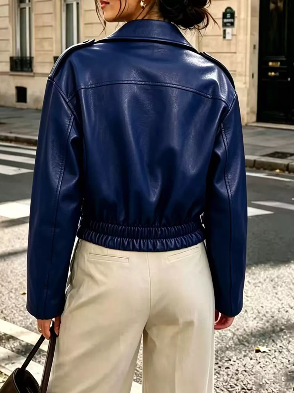 Faux Leather Zip Up Jacket, image 6