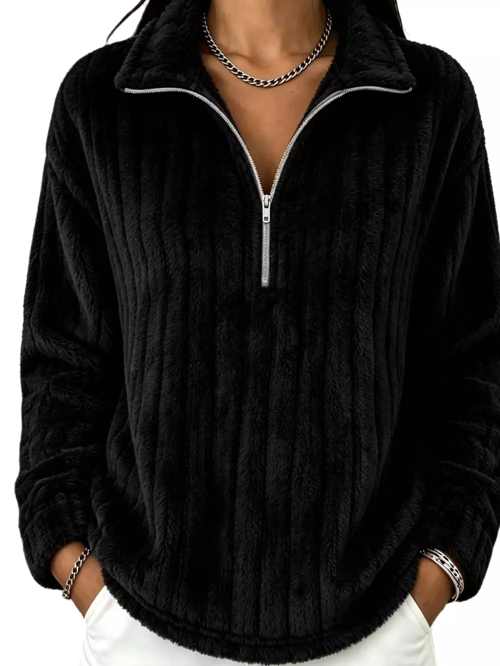 Quarter-Zip Dropped Shoulder Sweatshirt, image 13