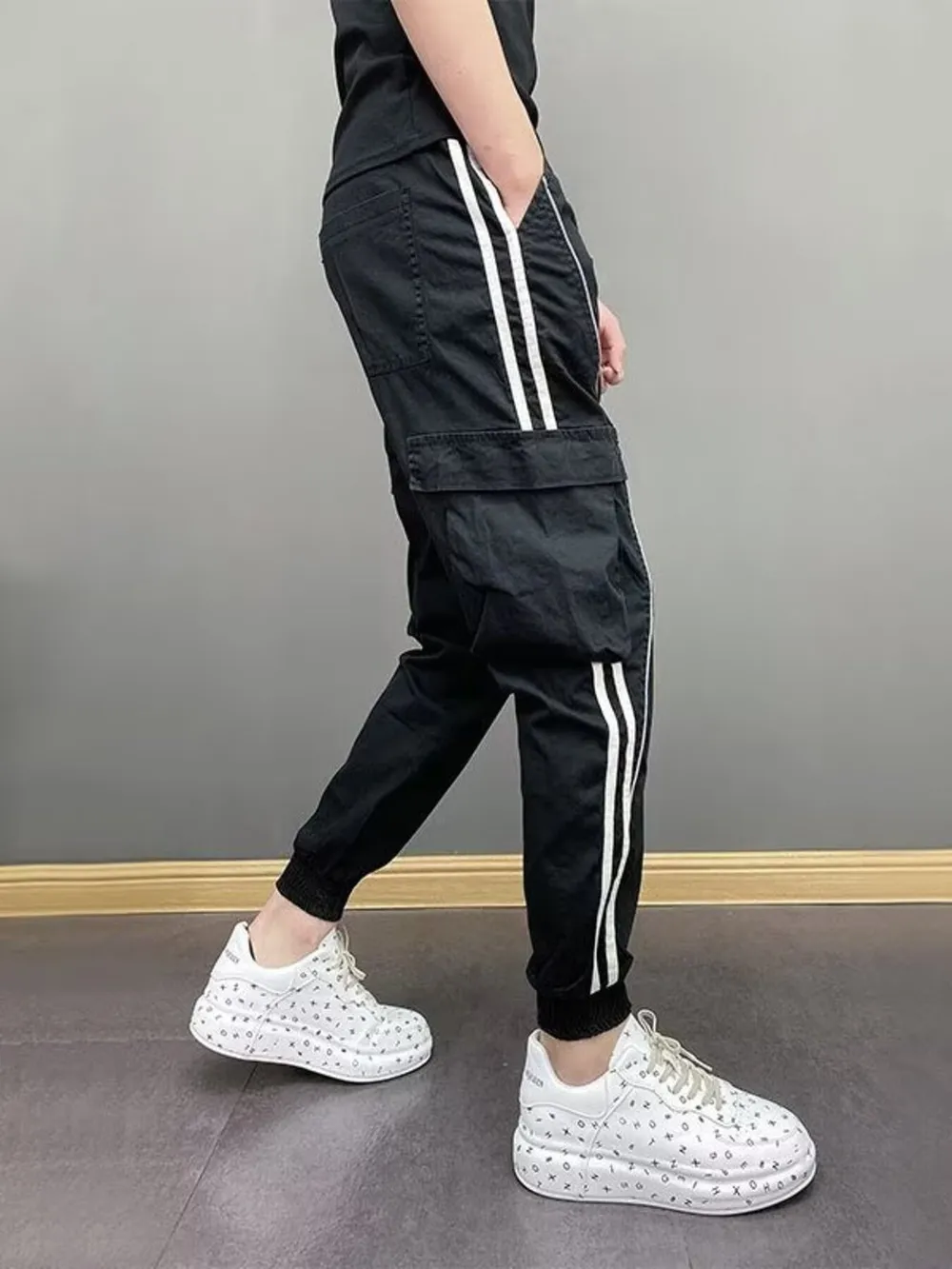 Men's Plus Size Side Striped Joggers, image 3