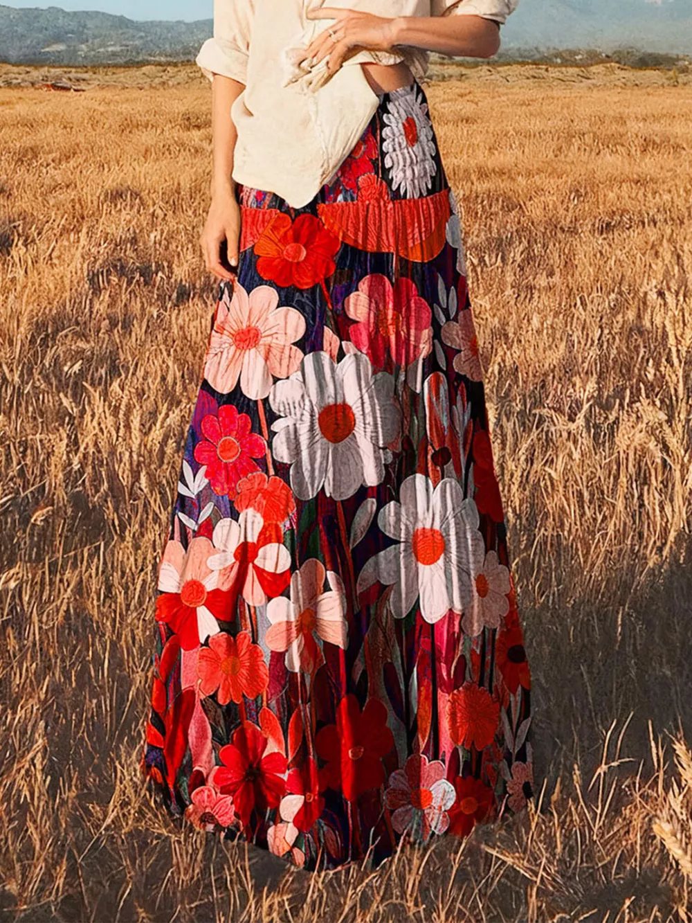 Floral Print High-Waisted Maxi Skirt, image 9
