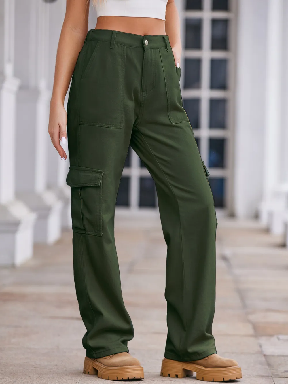 High-Waisted Cargo Jeans, image 14