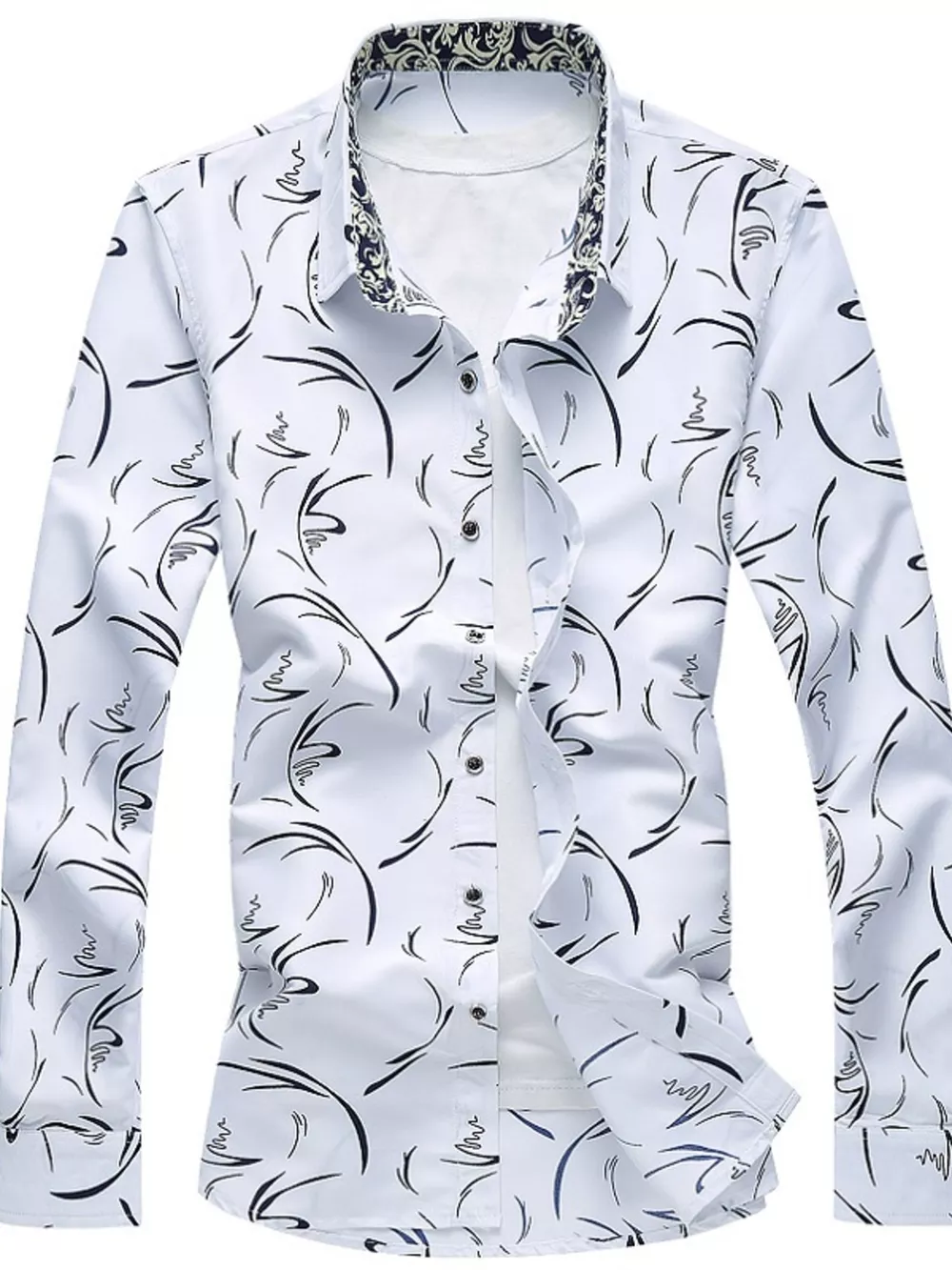 Men's Plus Size Printed Long Sleeve Shirt, image 3
