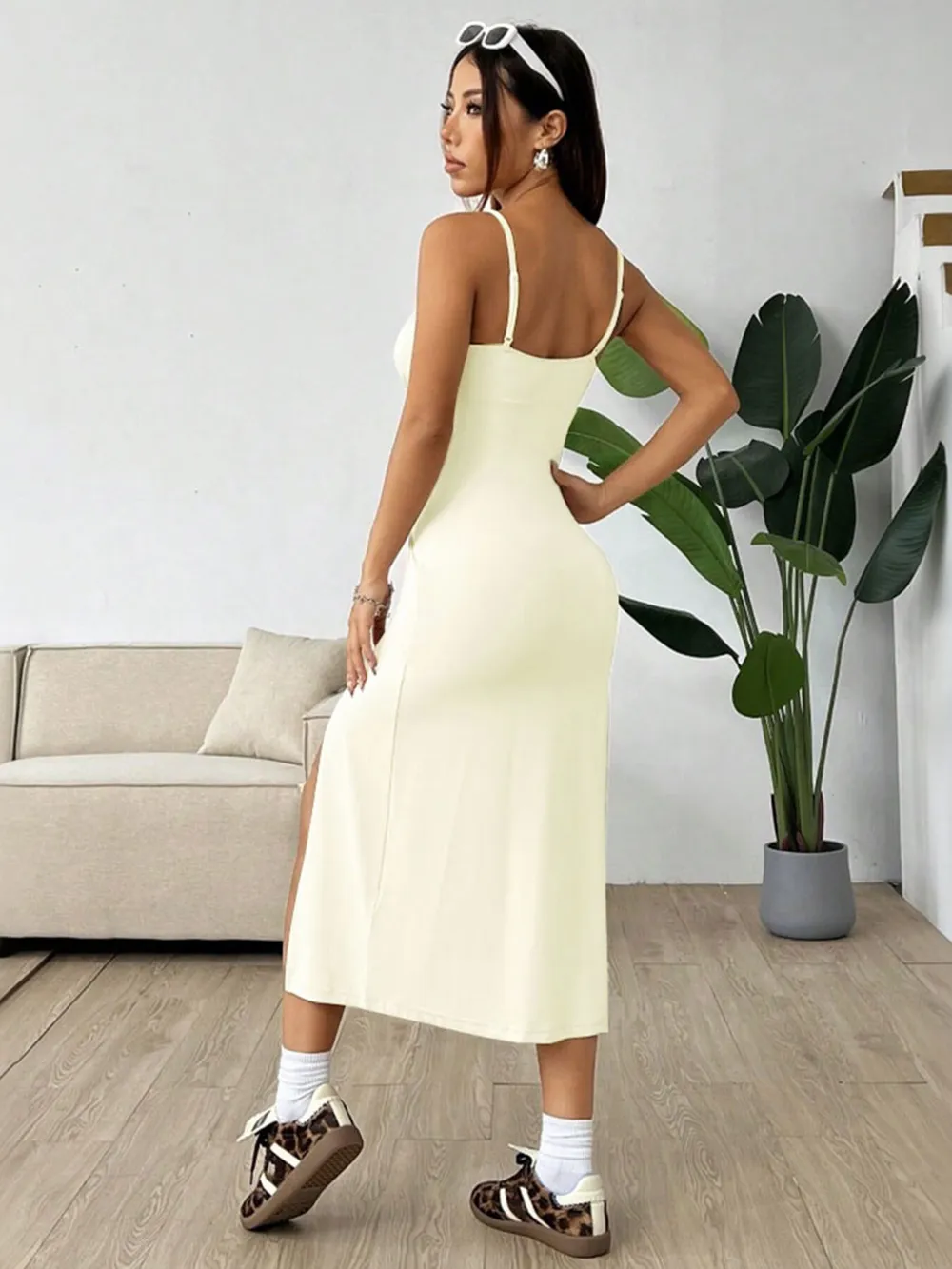 Slit Bodice Midi Cami Dress, image 5