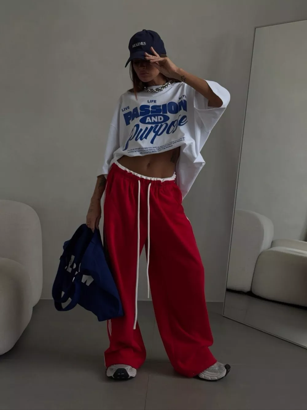 Side Stripes High-Waisted Wide-Leg Sweatpants, image 10