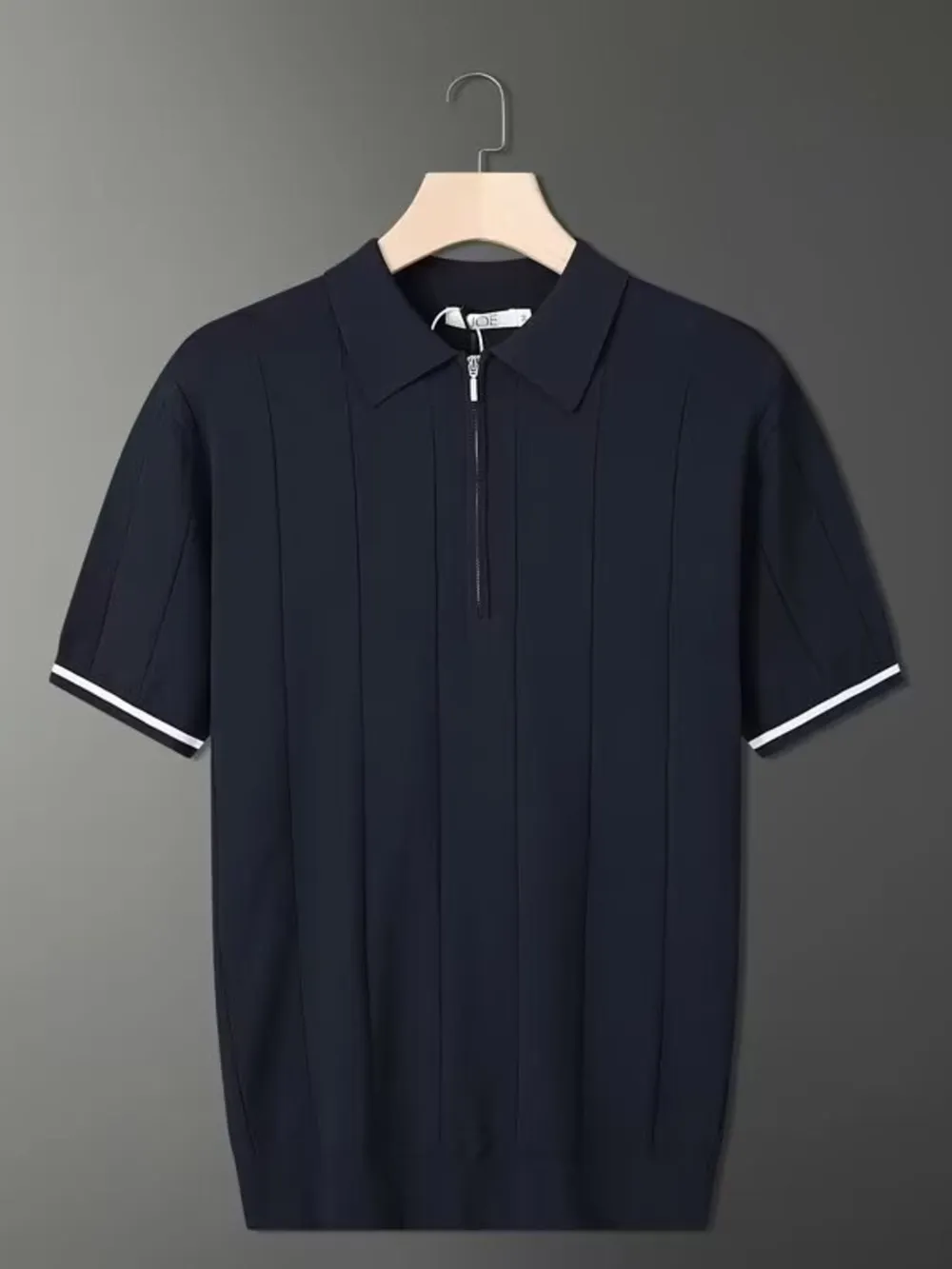 Men's Full Size Quarter Zip Short Sleeve Polo Plus Size
