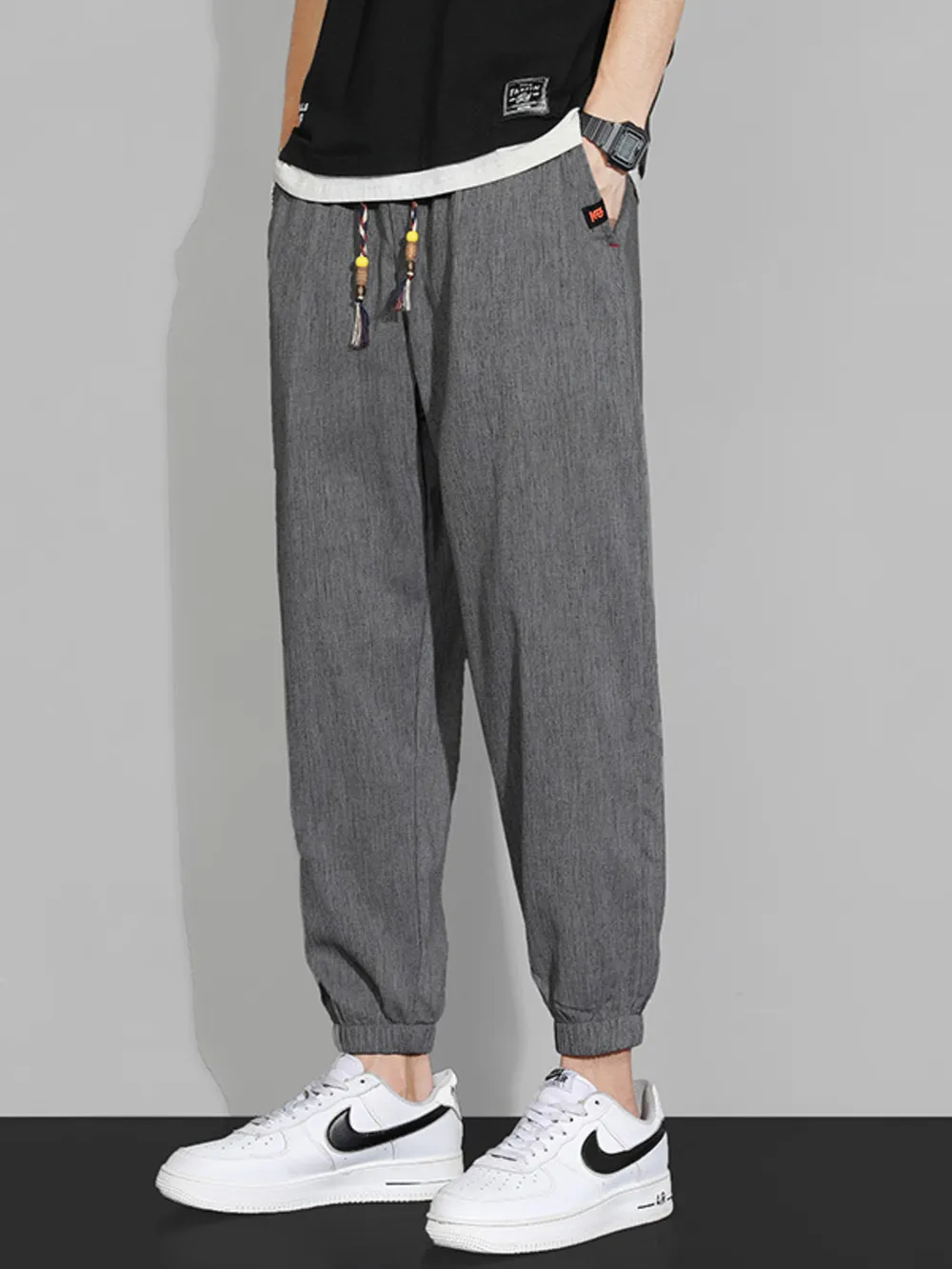 Men's Plus Size Casual Drawstring Joggers, image 3