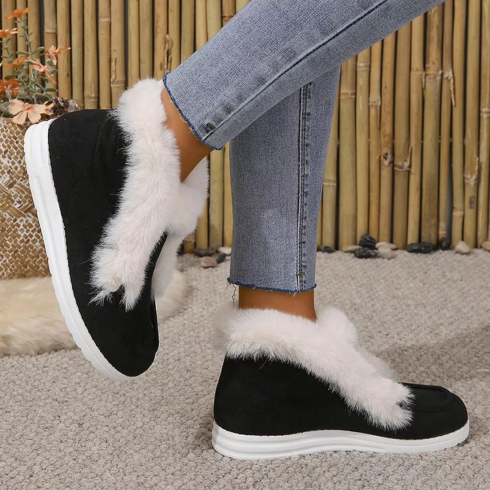 Cozy Fuzzy Trim Ankle Boots, image 2