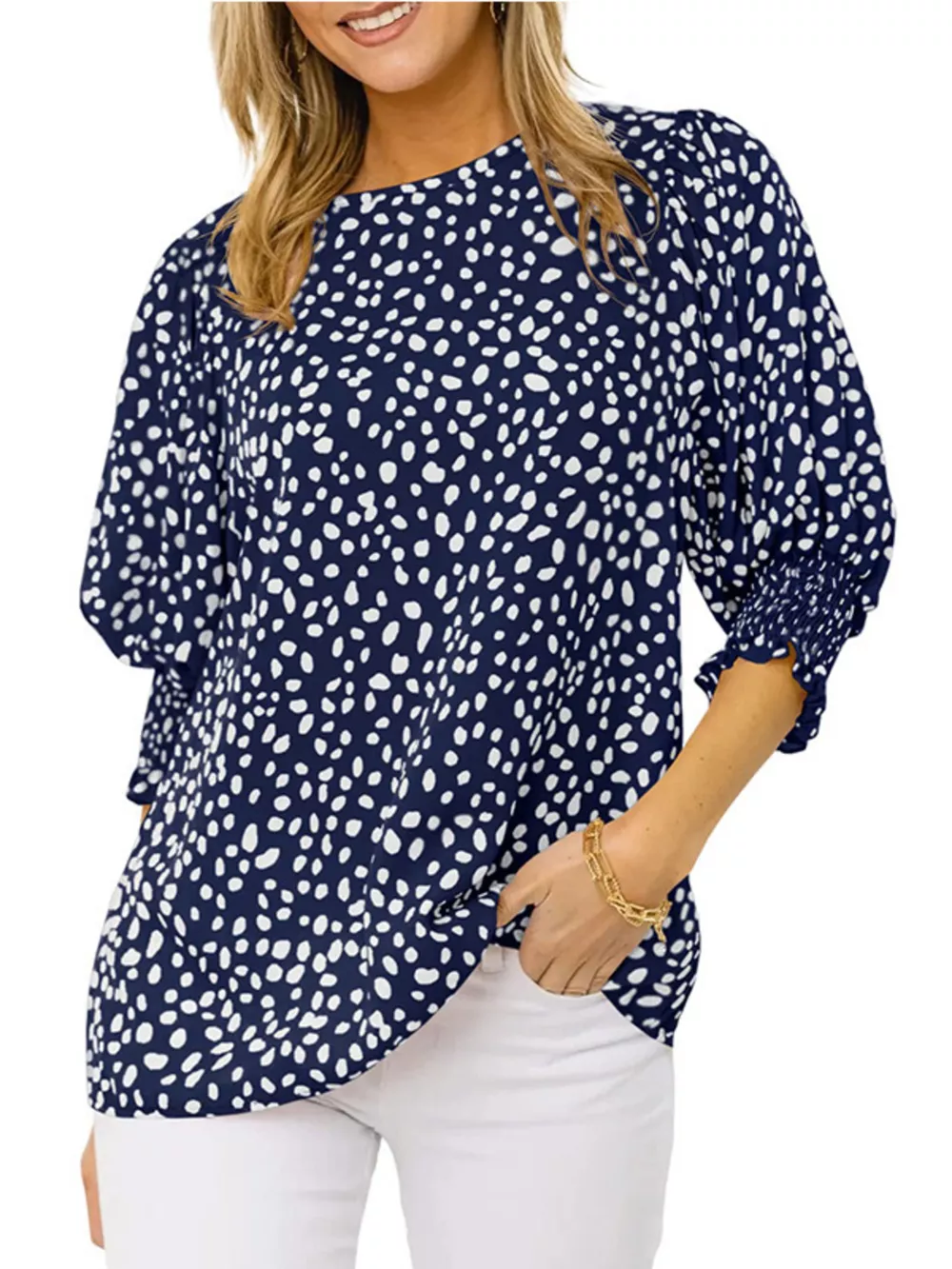Animal Print Half Sleeve Blouse, image 9