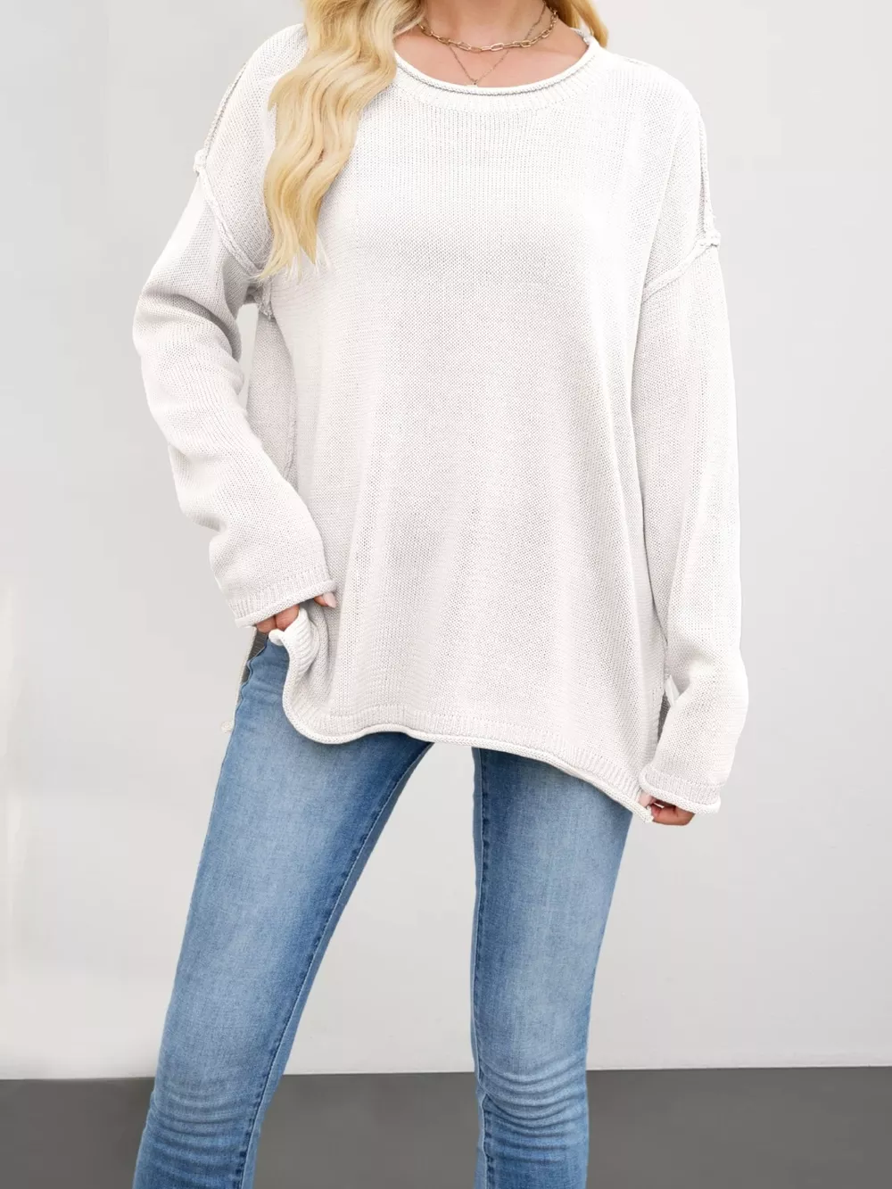 Casual Loose-Fit Crew Neck Sweater, image 8