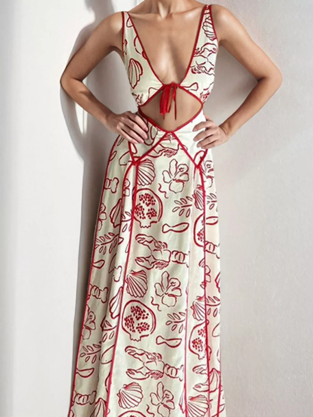 Cutout Backless Printed Maxi Dress, image 5