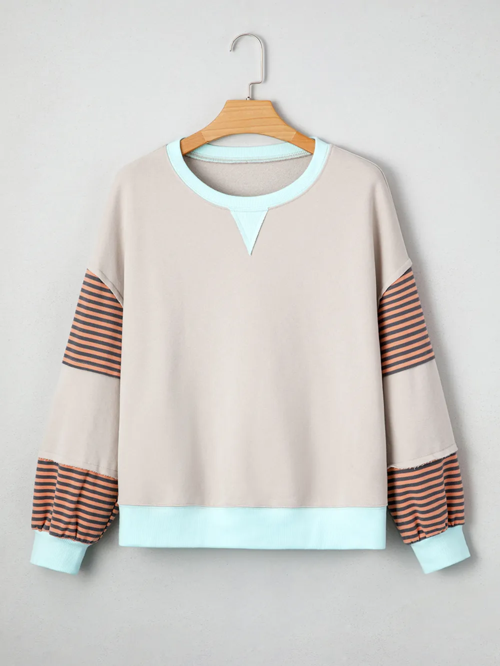 Striped Colorblock Patchwork Drop Shoulder Sweatshirt, image 10