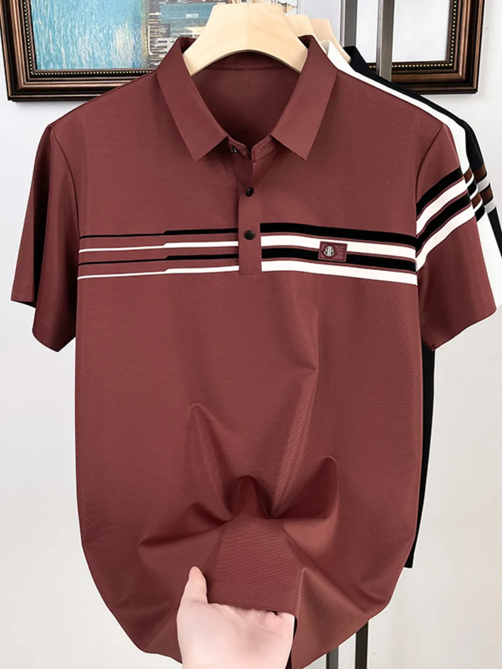Men's Button Detail Short Sleeve Polo, image 3