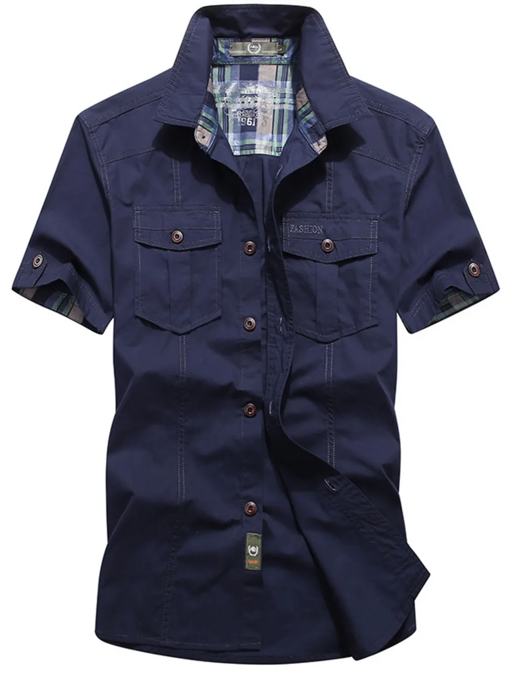 Men's Plus Size Casual Short Sleeve Cargo Shirt, image 4