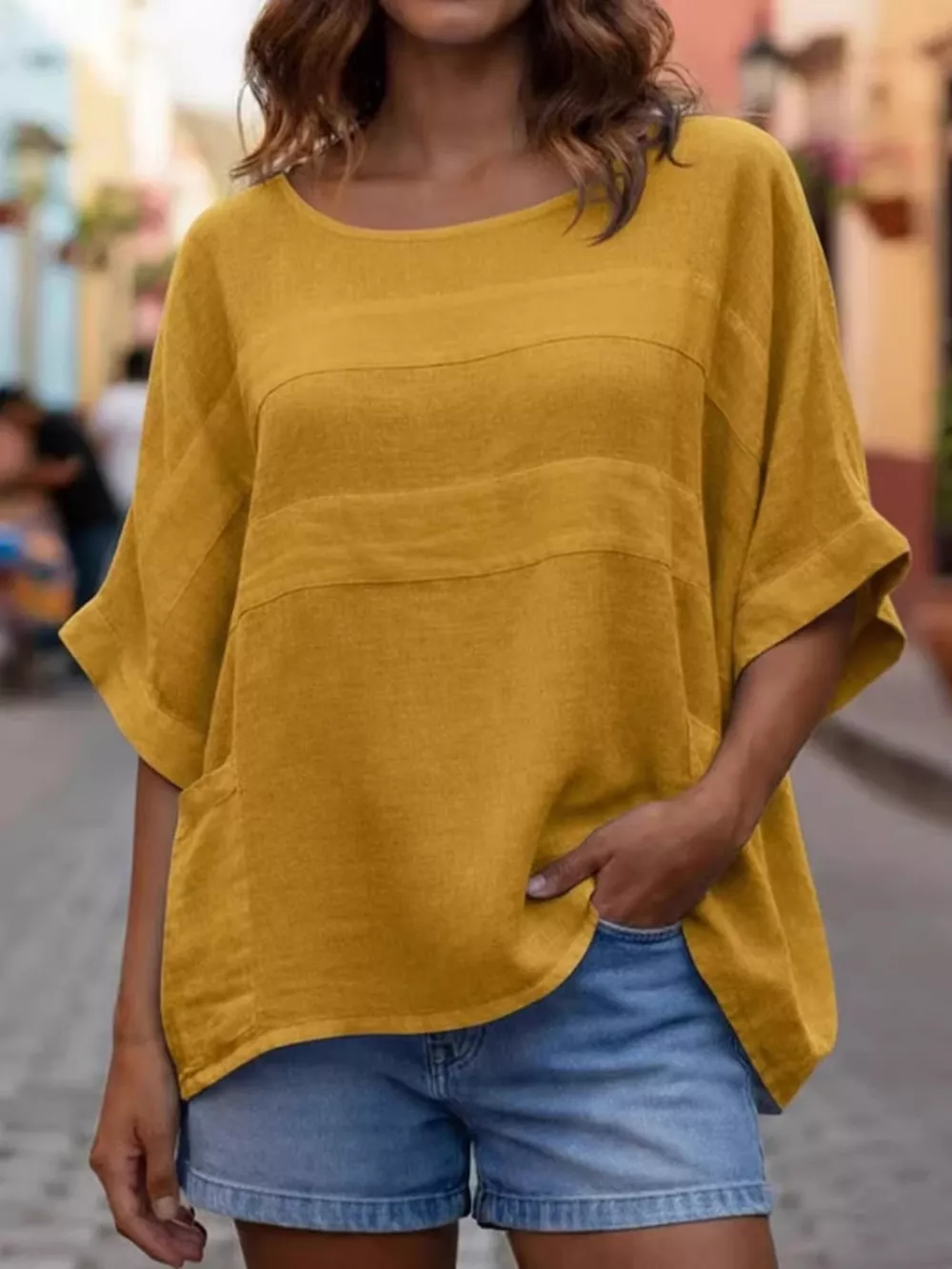 Full Size Casual Loose Round Neck Blouse Plus Size, image 9