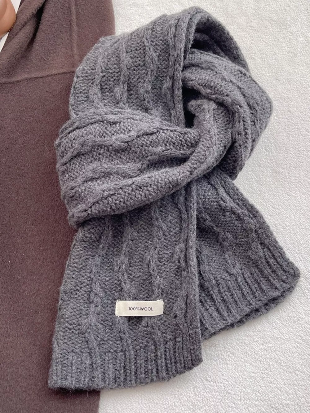 Wool Cozy Cable Knit Scarf, image 10