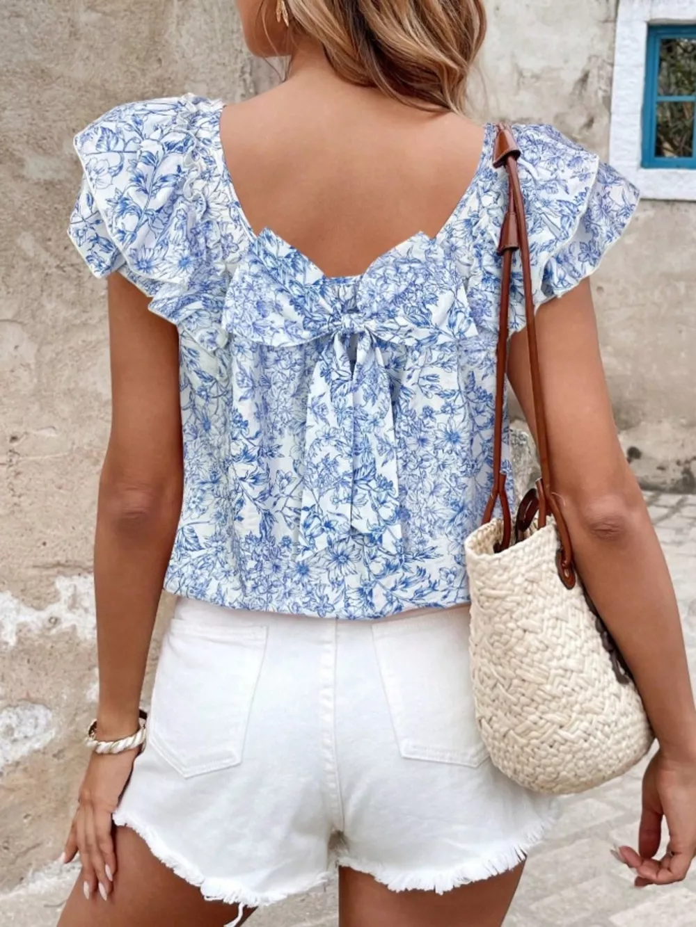Floral Print Ruffle Trim Blouse, image 9