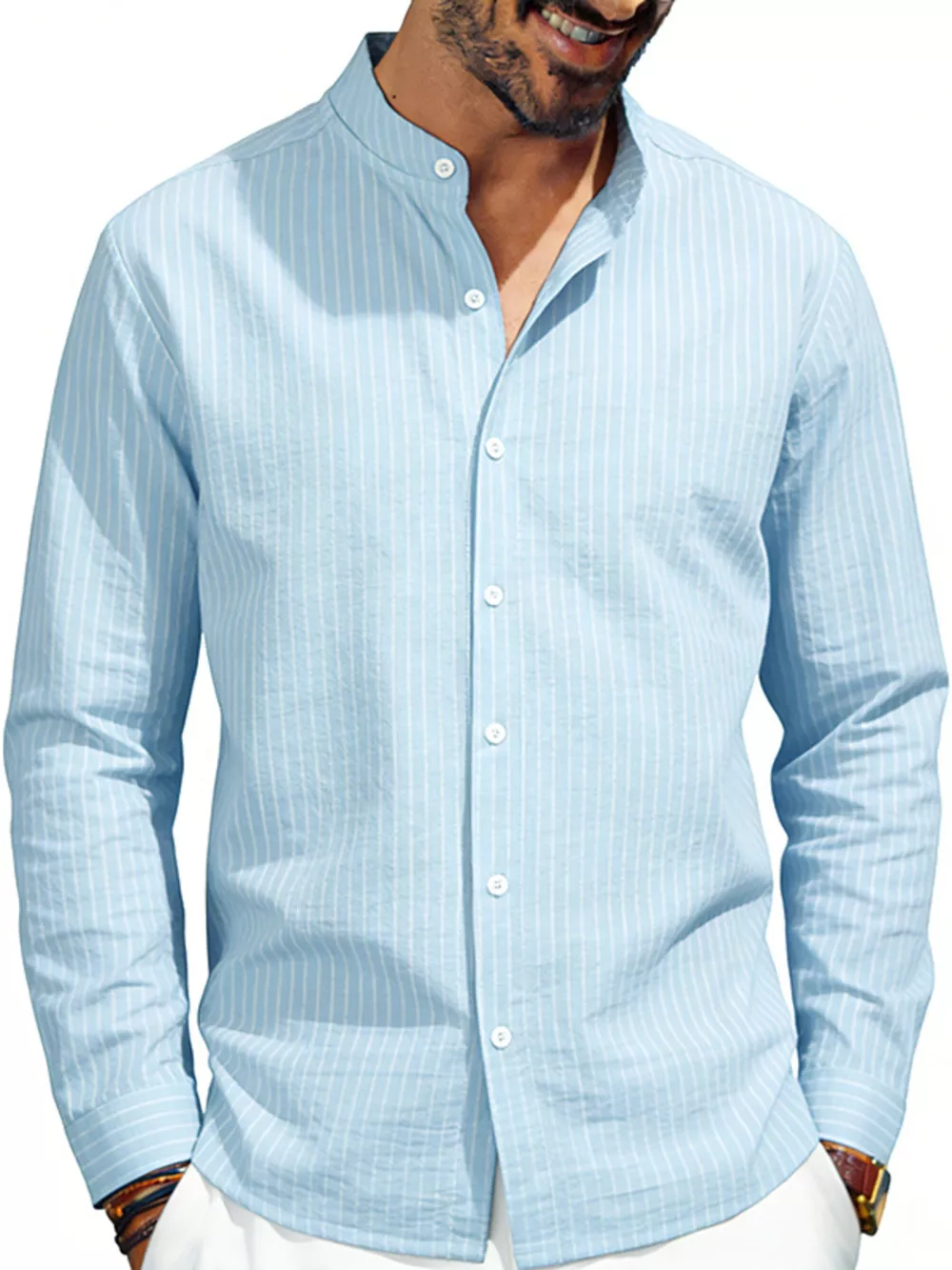Men's Full Size Striped Long Sleeve Shirt Plus Size, image 11