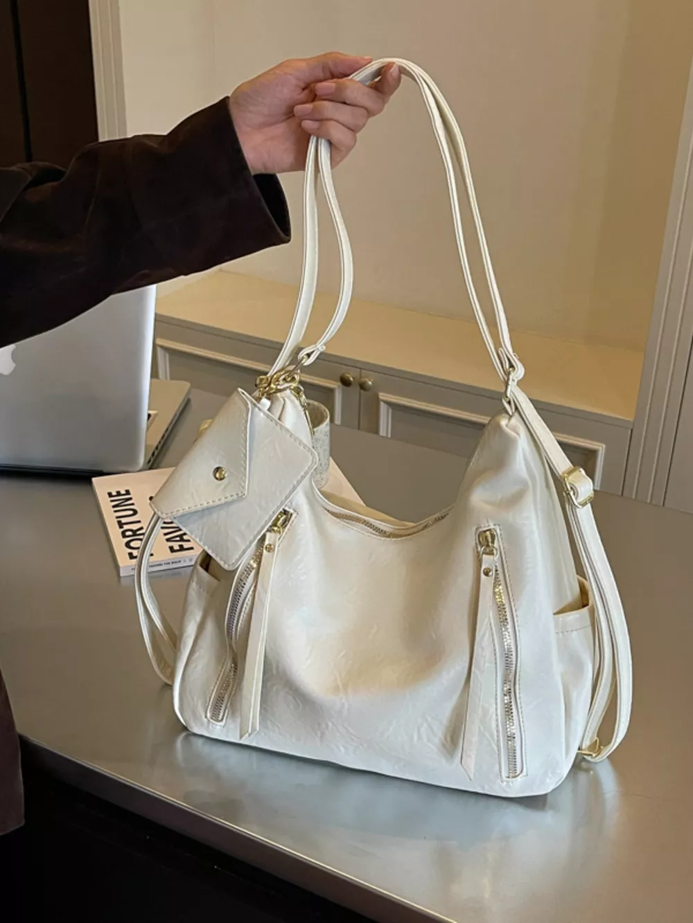 PU Leather Shoulder Bag with Coin Pouch, image 2