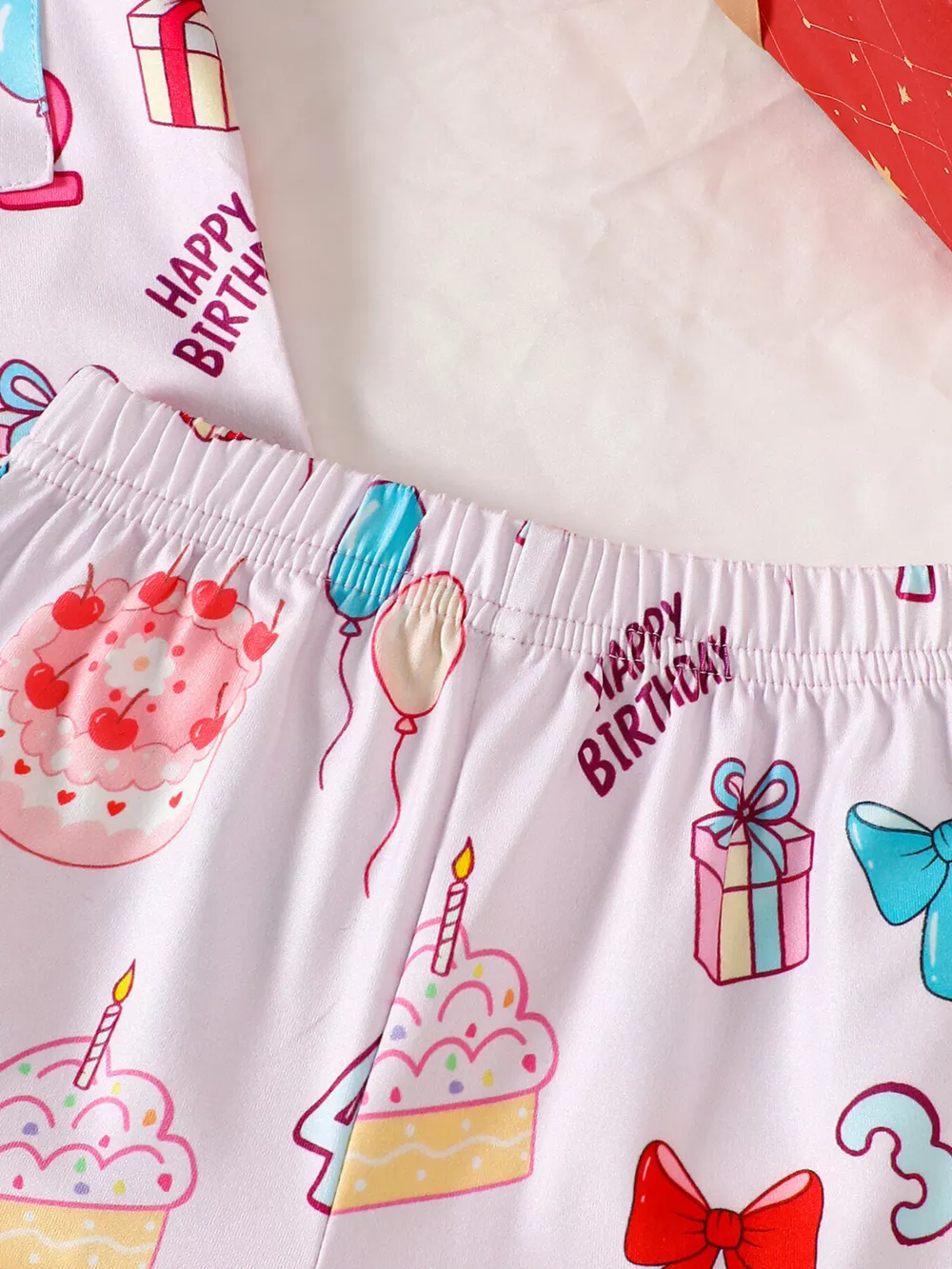 Children's Birthday Cake Print Shirt and Shorts Pajama Set, image 5