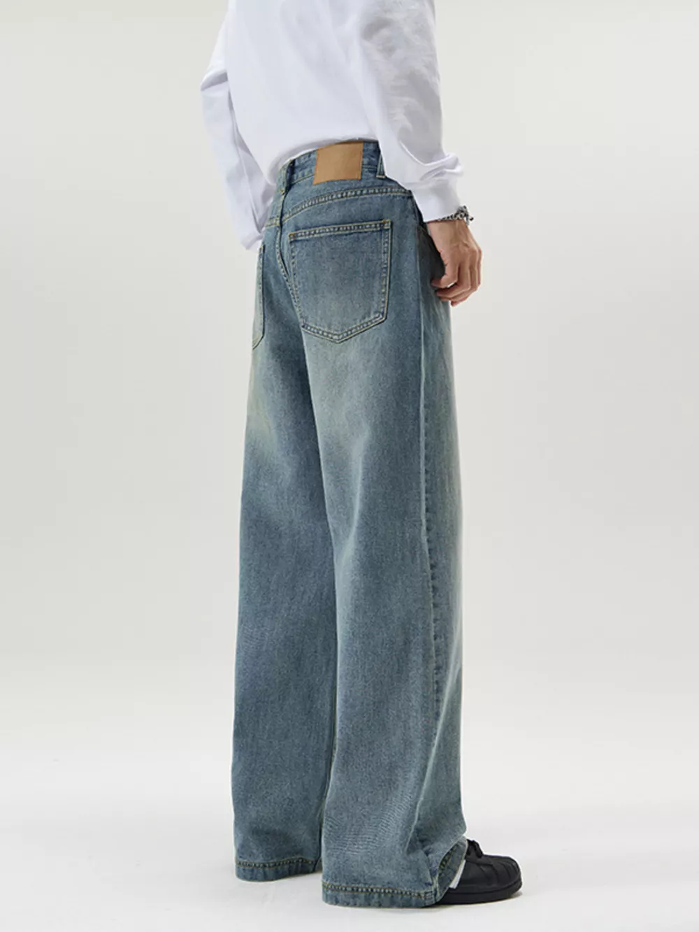 Men's Full Size Vintage Wash Wide Leg Jeans Plus Size, image 4