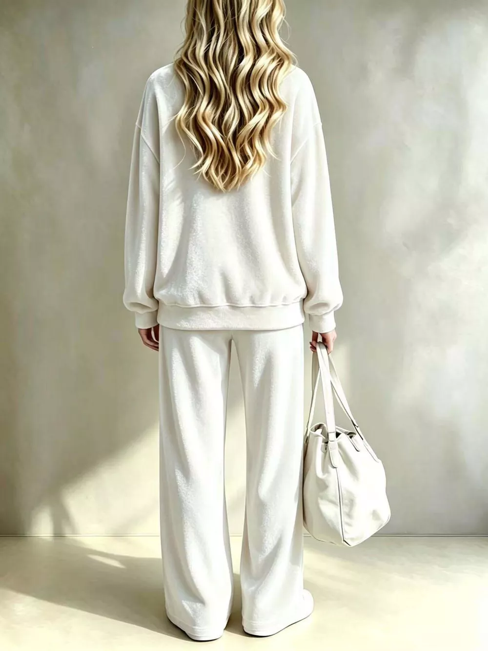 Full Size Velvet Dropped Shoulder Top and Wide-Leg Pants Set Plus Size, image 4