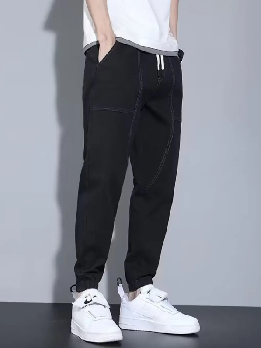 Men's Full Size Casual Loose Fit Denim Joggers Plus Size, image 5