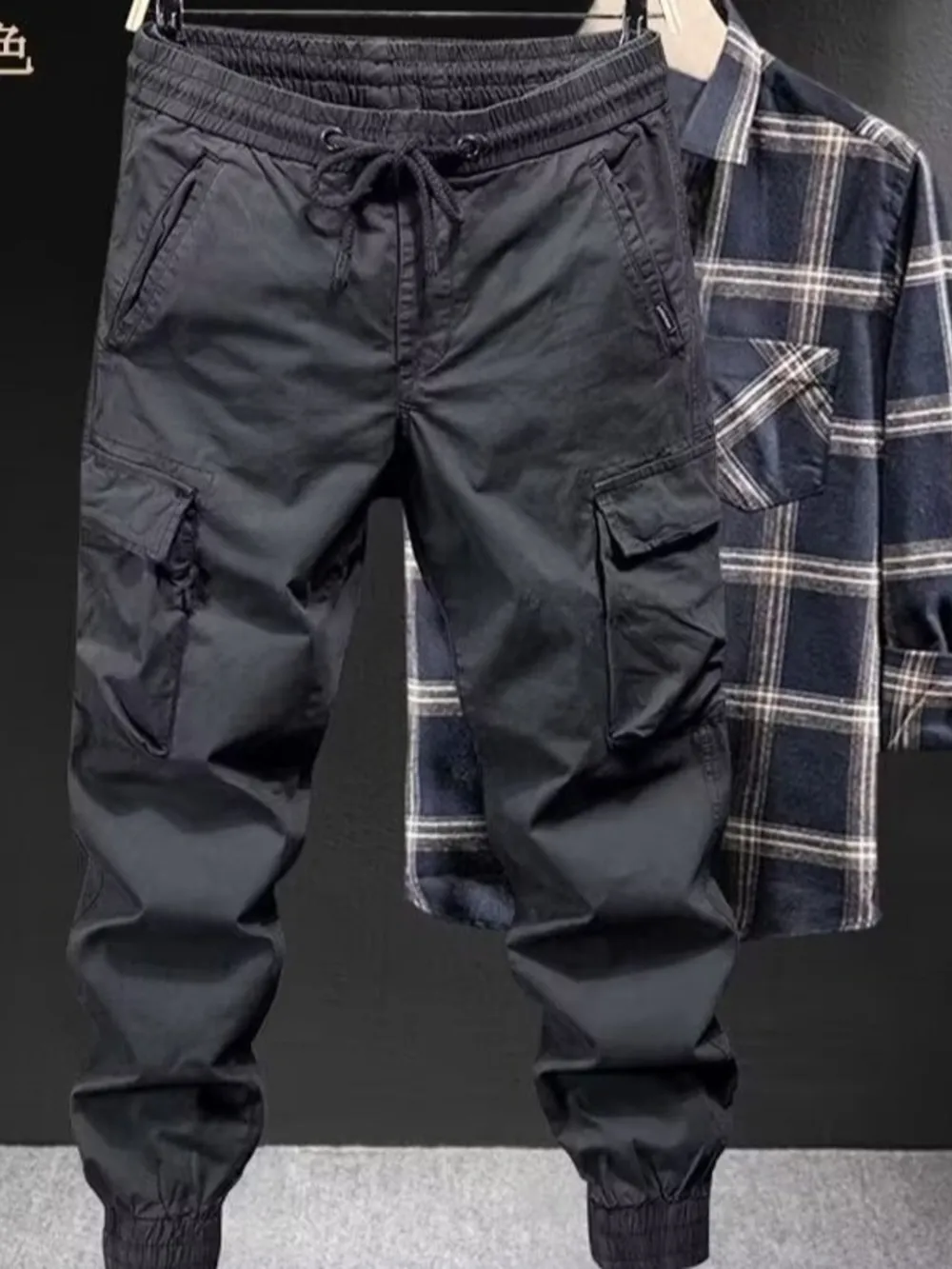 Men's Plus Size Drawstring Joggers with Pockets, image 3