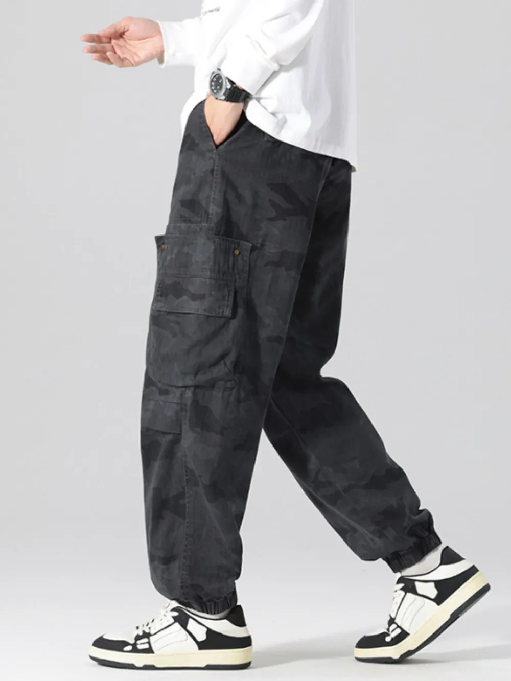 Men's Plus Size Camouflage Cargo Pants with Multi-Pocket, image 5