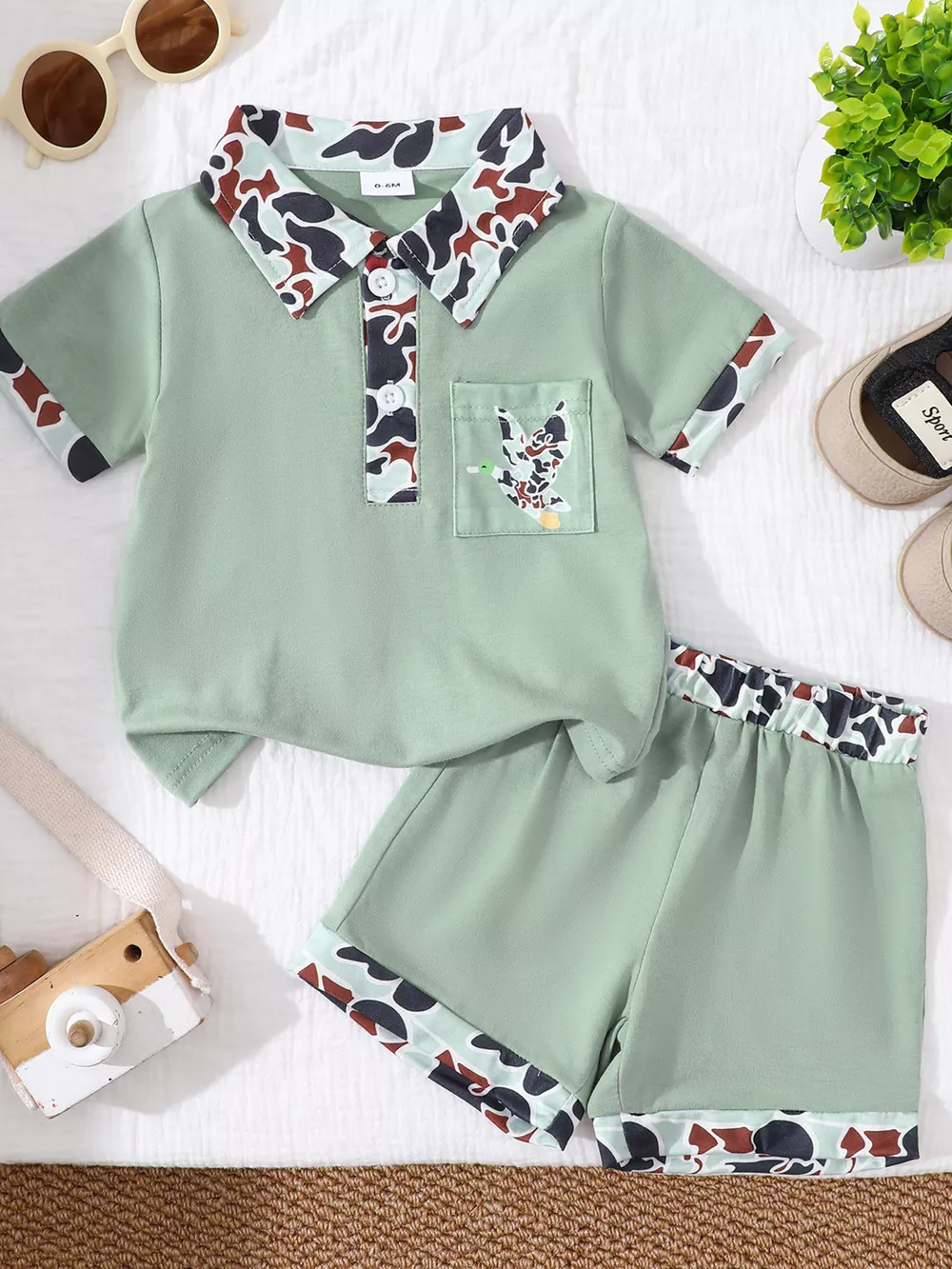 Children's Button Detail Polo Shirt & Shorts Set, image 9