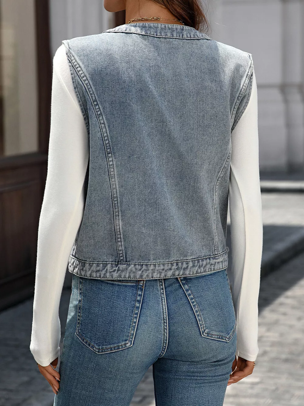 Button-Down Denim Vest, image 2