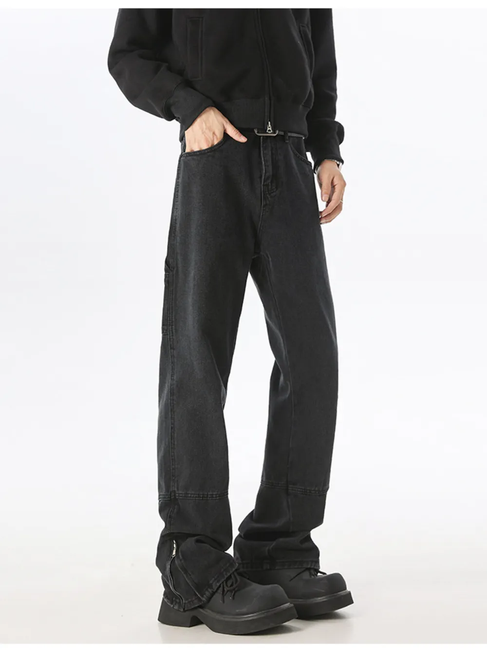 Men's Washed Wide Leg Jeans